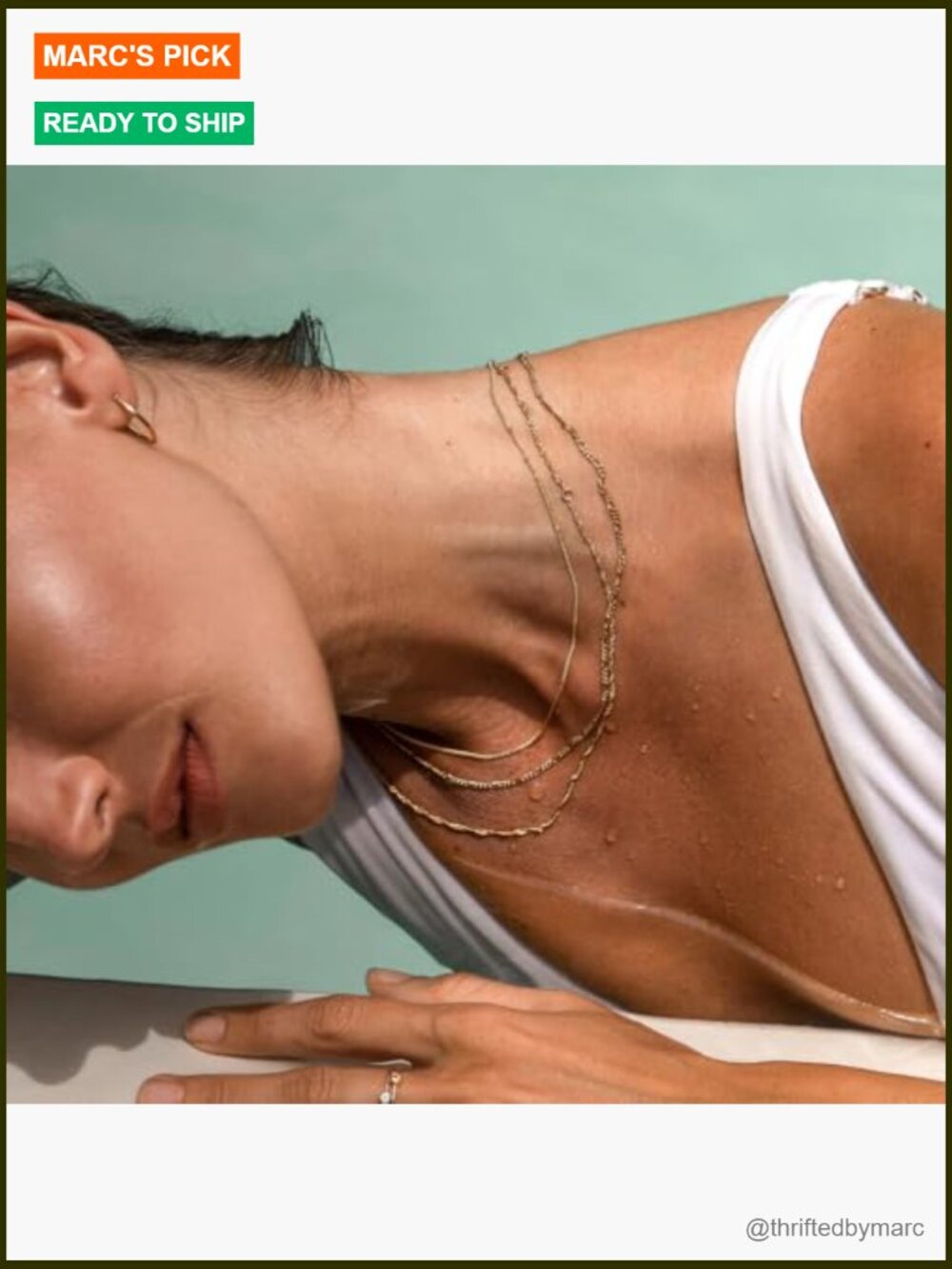 14k Gold Plated Stainless Steel Dainty Layered Necklace Set Waterproof Non - Picture 6 of 7